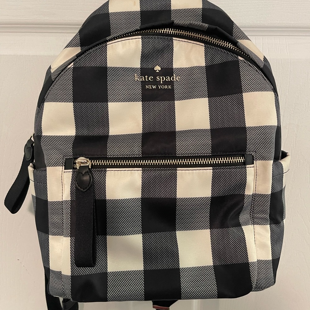 Kate Spade Women’s Black and Cream Check Backpack